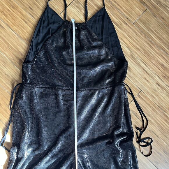 Free People Jumpsuit Womens XS New Years Black Tie Shiny Sequined Pantsuit - Picture 16 of 16